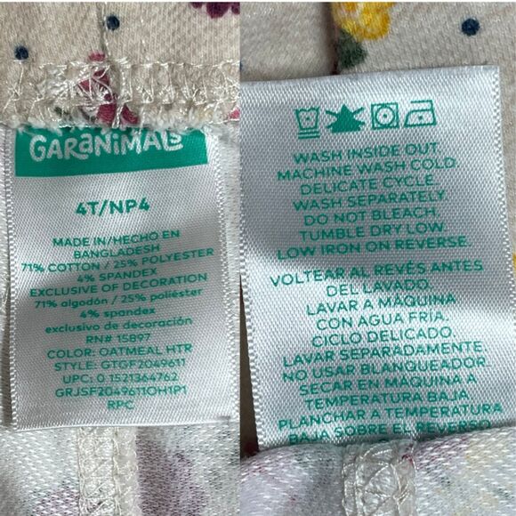 Toddler Girl Leggings w/back Pockets. Flower All-Over Print Size 4T - Picture 5 of 6